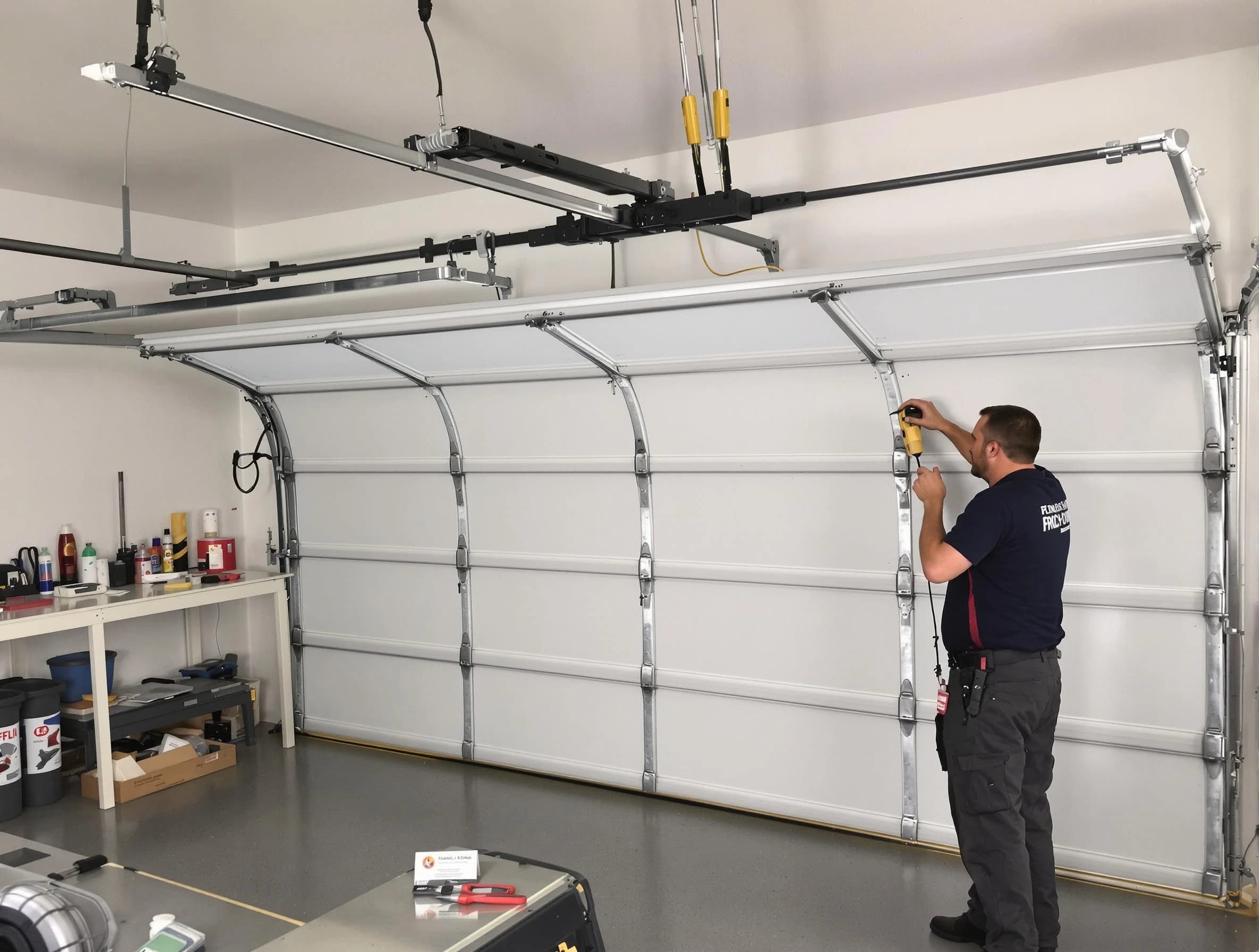 South Strabane Garage Door Repair certified technician performing overhead door system repair in South Strabane