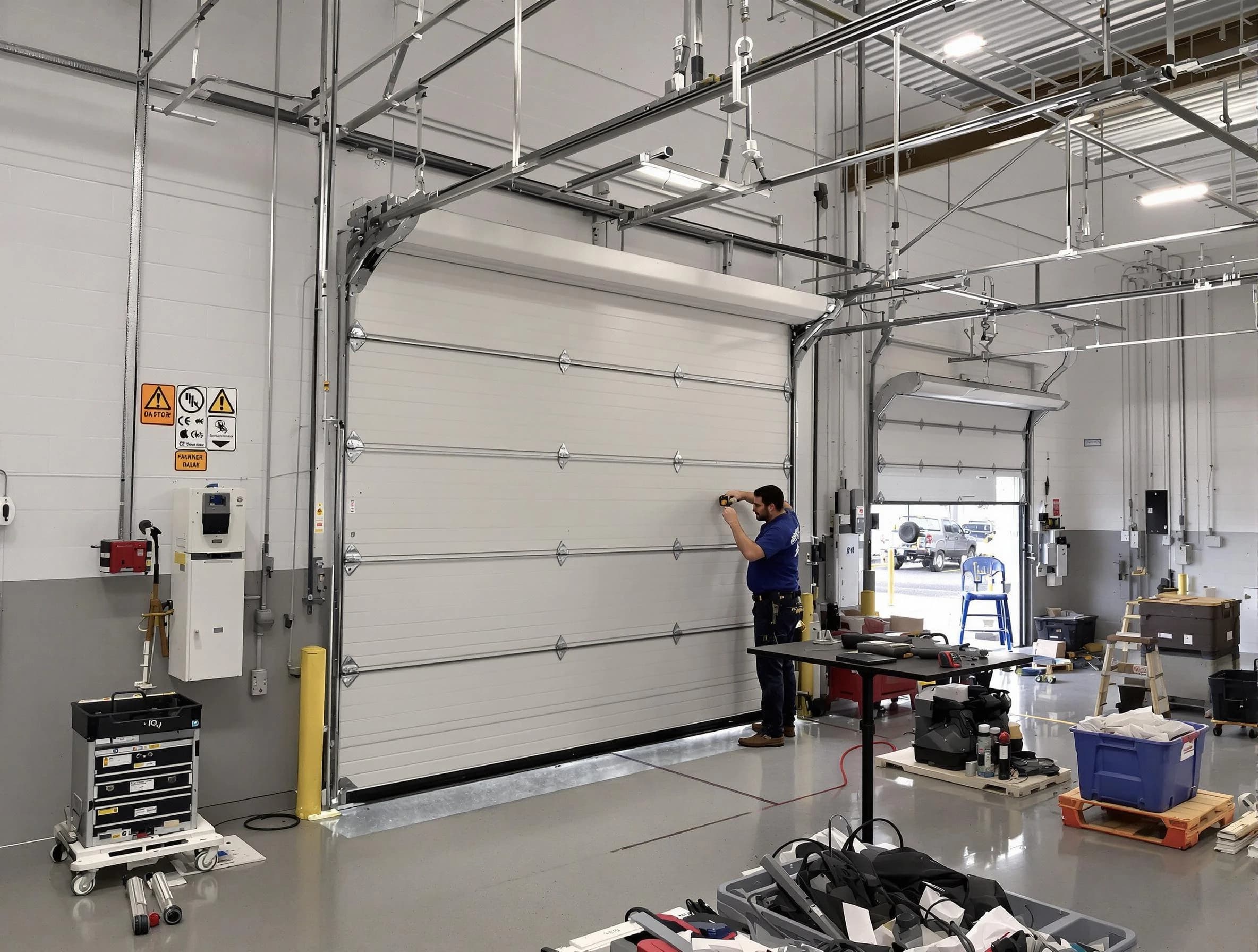 Commercial garage door repair being performed by South Strabane Garage Door Repair expert in South Strabane