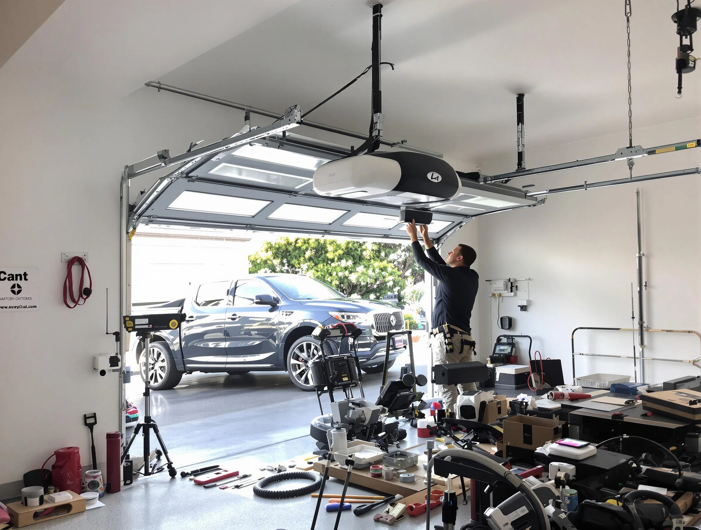 South Strabane Garage Door Repair specialist installing smart garage door opener system in South Strabane home